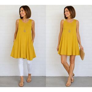 New SACRED THREADS OS sunshine yellow stretch jersey swing tunic top minidress